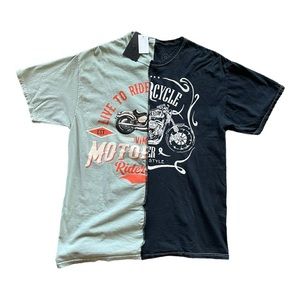 brand new vintage looking colorblock motorcycle tshirt